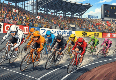 ���֏�ɂāA�X�^���h�̑�ϏO���U����{�����̒��A1�Ԃ���9�Ԃ܂ł̃J���t���ȃW���[�W�̑I�肪�o���N�������BG3���[�X�̎c��1����`�� ����